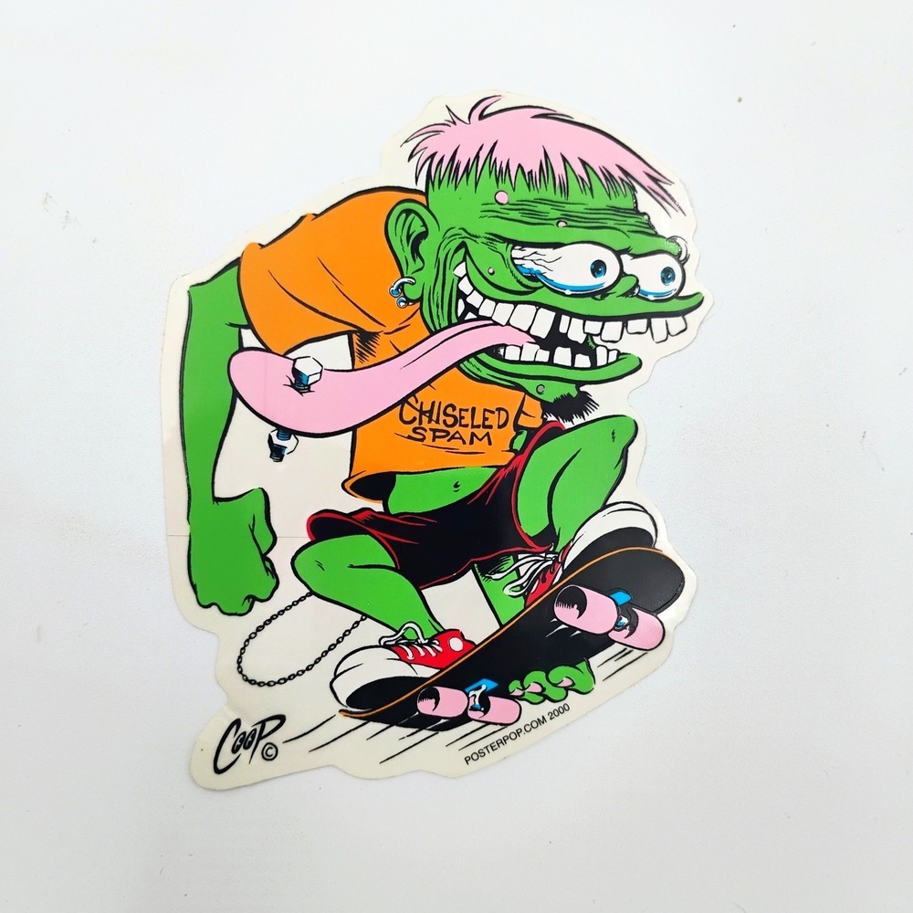 Coop Art Sticker Chiseled Spam Rat Fink Skateboard Decal Monster VTG 2000 NOS